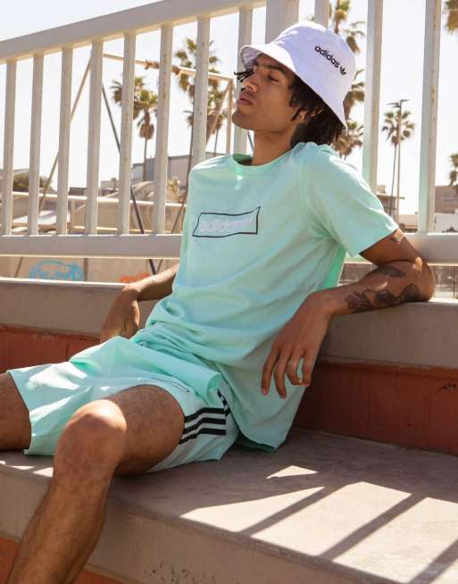 adidas Originals Summer Club linear logo oversized t shirt in icy mint