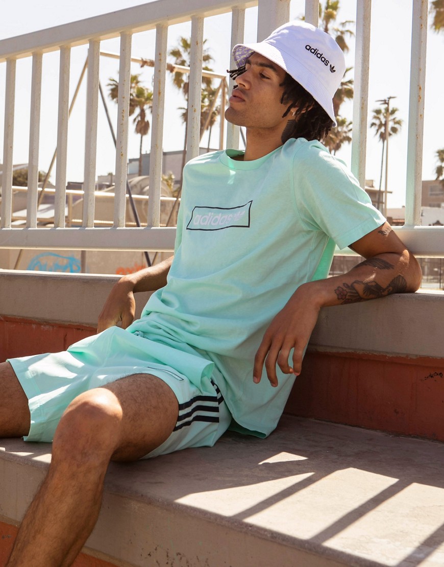 Adidas Originals 'summer Club' Oversized T-shirt With Linear Logo In Mint-green