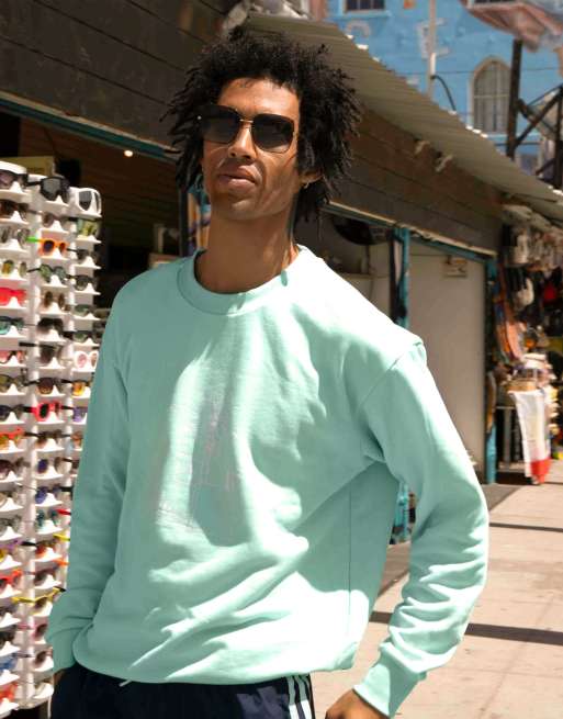 adidas Originals 'Summer Club' oversized sweatshirt with hand drawn graphic  in icy mint | ASOS