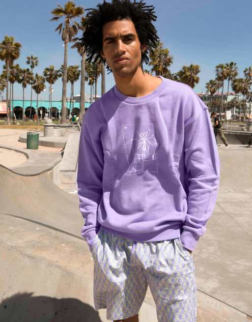 adidas Originals Summer Club oversized sweatshirt with hand drawn graphic in lilac