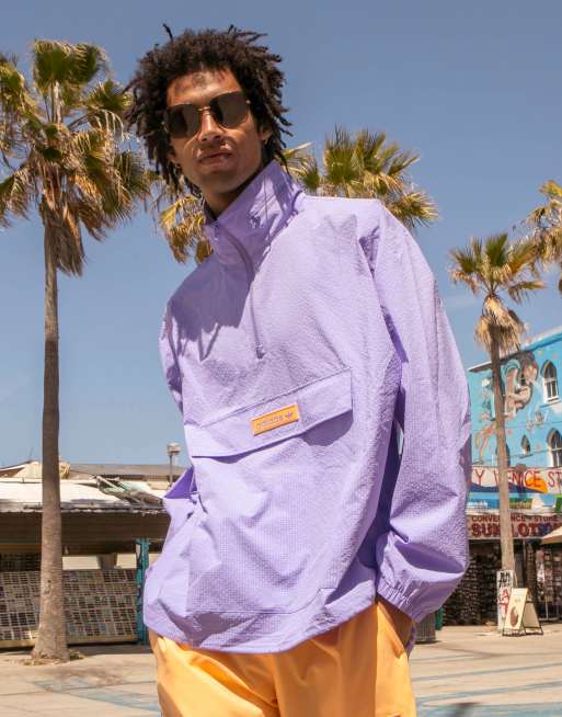 adidas Originals Summer Club quarter zip seersucker windbreaker jacket in lilac ASOS