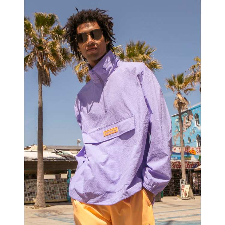 adidas Originals 'Summer Club' quarter zip seersucker windbreaker