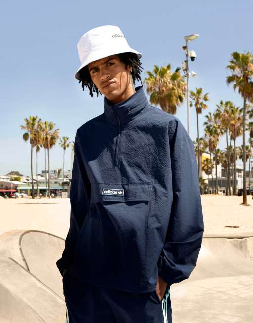 adidas Originals Summer Club quarter zip seersucker windbreaker