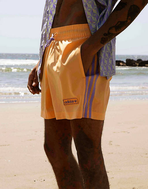 Men adidas Originals 'Summer Club' swim shorts in orange 