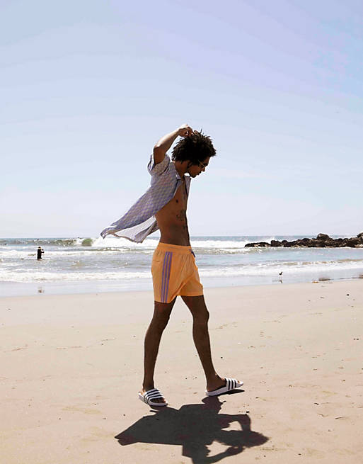 Men adidas Originals 'Summer Club' swim shorts in orange 