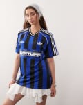 [adidas Originals] adidas Originals summer football shirt in blue L semi lucid blue/black