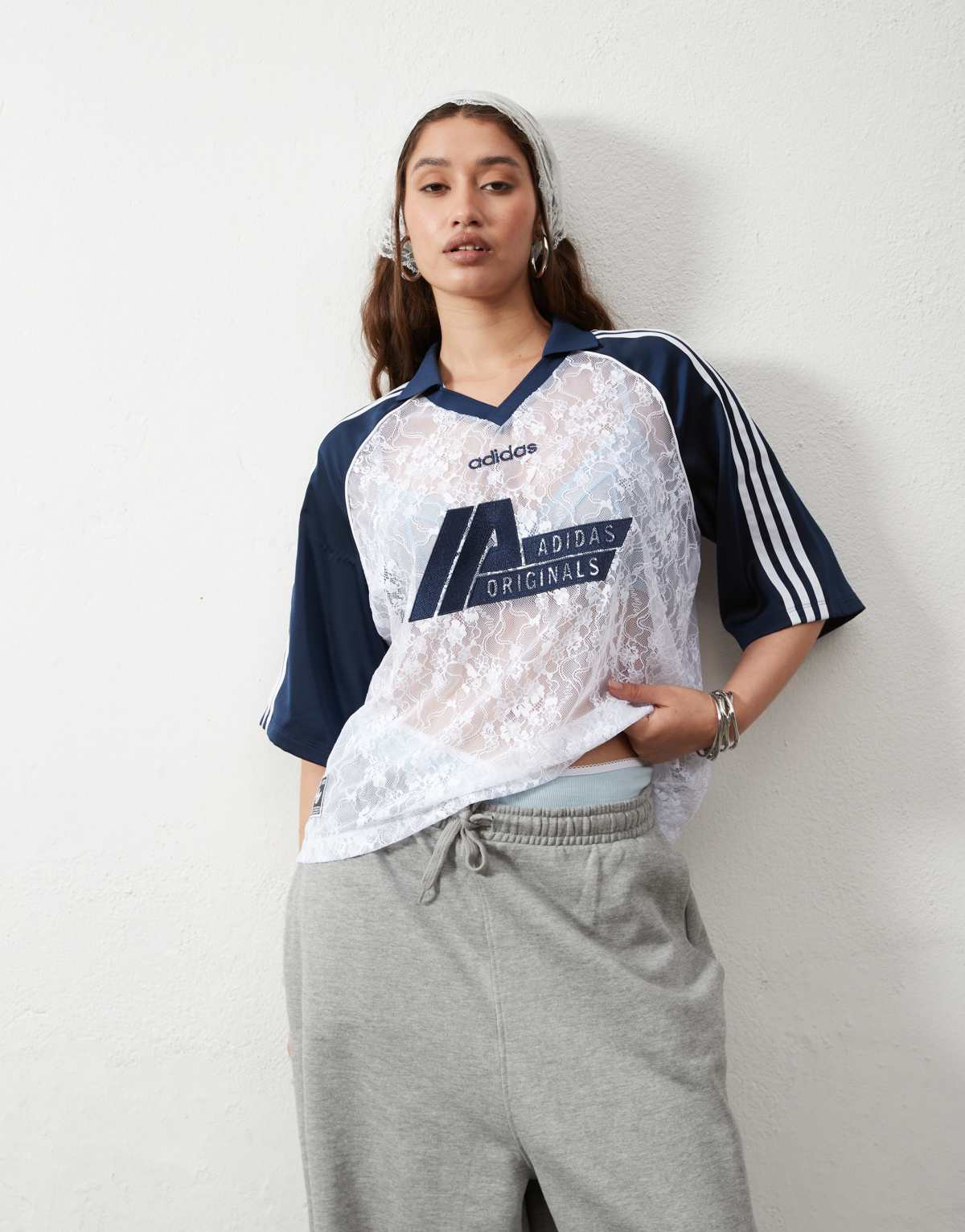 adidas Originals summer football shirt in white lace