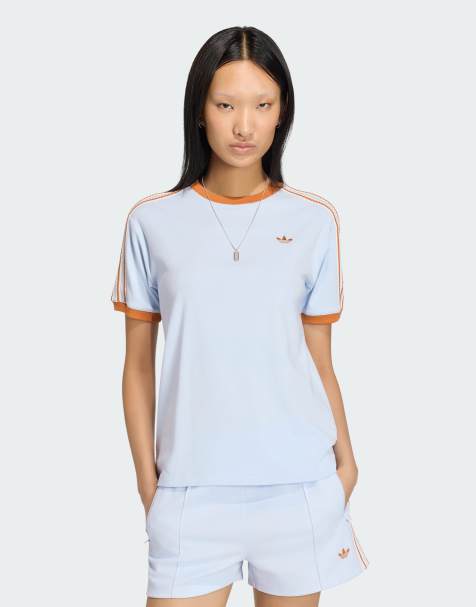 adidas Originals – Summer Glow Advanced – T-Shirt in Crystal Sky mit drei Streifen - view 1