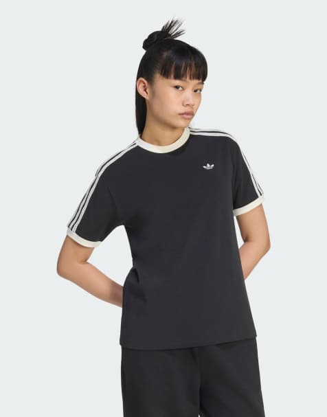 adidas Originals – Summer Glow – Czarny T-shirt z trzema paskami - view 1