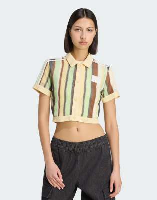 Originals - Summer Glow - Gestreiftes, kurz geschnittenes Polohemd in Gelb Gelb L