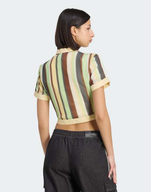 adidas Originals – Summer Glow – Gestreiftes, kurz geschnittenes Polohemd in Gelb, 2 von 4