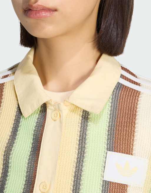 adidas Originals – Summer Glow – Gestreiftes, kurz geschnittenes Polohemd in Gelb, 3 von 4