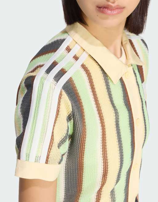 adidas Originals – Summer Glow – Gestreiftes, kurz geschnittenes Polohemd in Gelb, 4 von 4