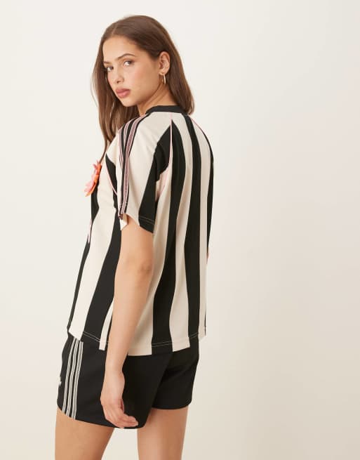 adidas Originals Summer Glow jersey in black and cream