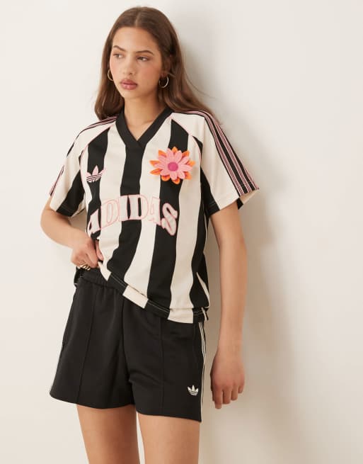 adidas Originals Summer Glow jersey in black and cream