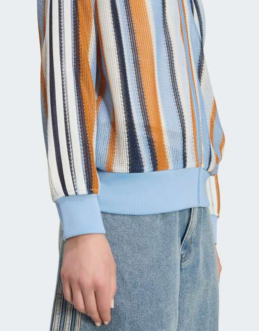 adidas Originals summer glow knitted stripe firebird track top in