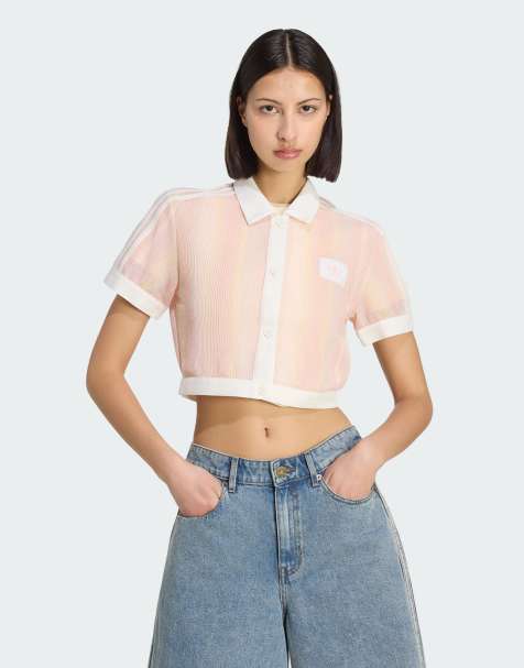 adidas Originals - Summer Glow - Polo corto rosa claro a rayas - view 1