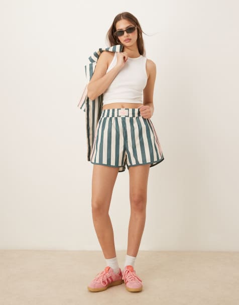 Adidas Originals Summer Glow Reshort shorts in green and white - view 1
