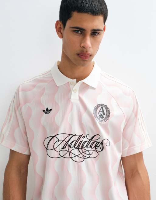 adidas Originals summer jersey with script logo in pink, 4 of 5
