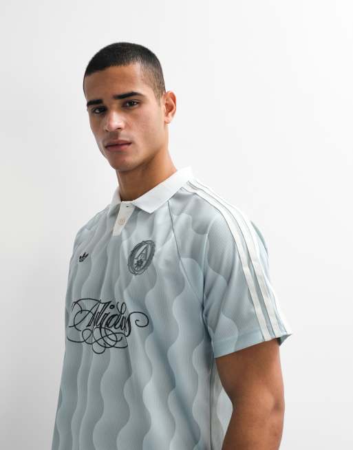adidas Originals summer jersey with script logo in sage green, 5 of 5