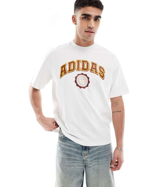 adidas Originals Summer of sport graphic tee in cloud white / preloved ruby - view 1