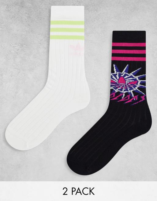 adidas Originals – Summer Rave – 2er-Pack Socken in Weiß und Schwarz