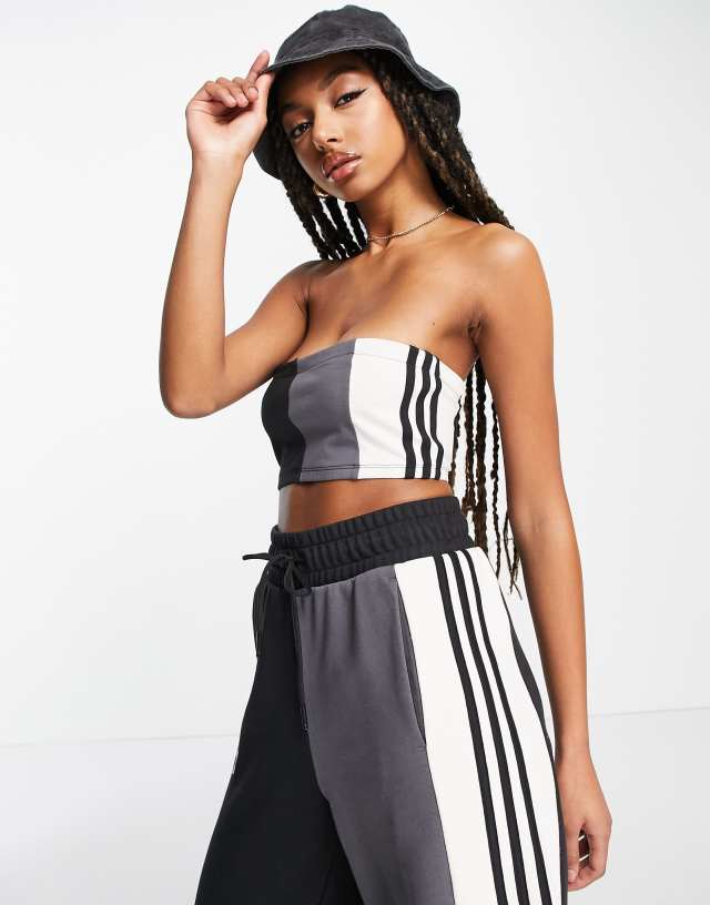 adidas Originals 'summer rave' color block bandau top in black