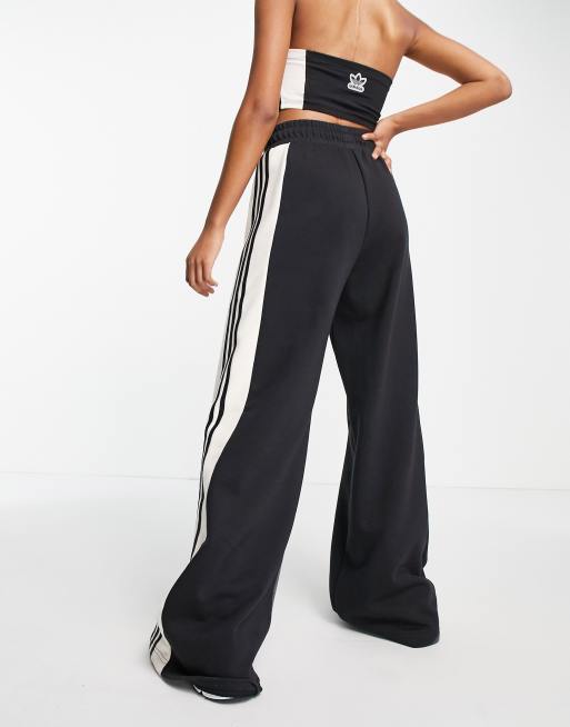 adidas Originals 'summer rave' colour block wide leg pants in black