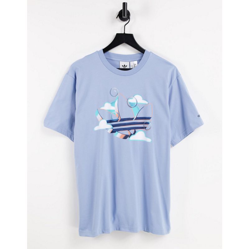 Uomo Top adidas Originals - Summer - T-shirt blu pallido con trifoglio