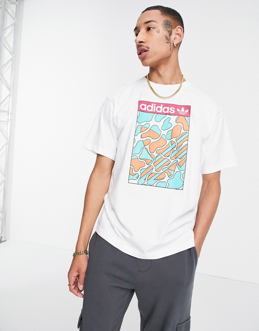 adidas Originals – Summer – Vit t-shirt med treklöver-tryck-Vit/a