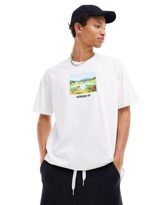 adidas Originals sunrise graphic t-shirt in white