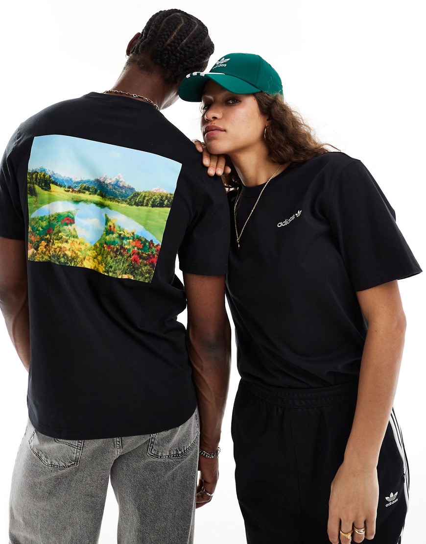 adidas Originals sunset backprint unisex t-shirt in black