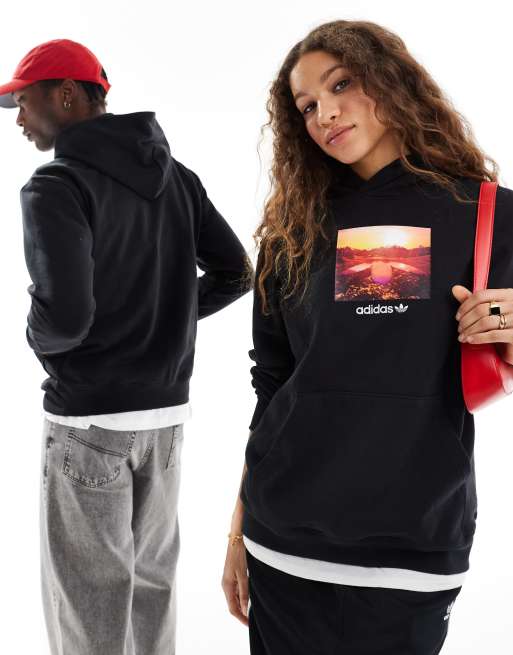 adidas Originals sunset graphic unisex hoodie in black ASOS