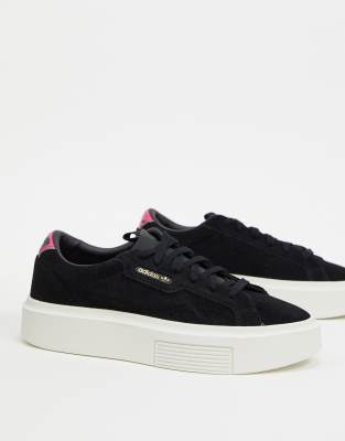 adidas originals super sleek in black suede