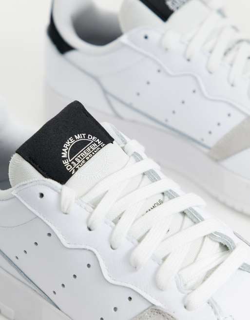 Adidas originals supercourt trainers in 2025 white with cord heel tab