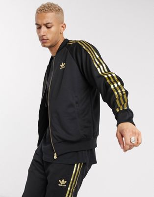 adidas black gold track jacket