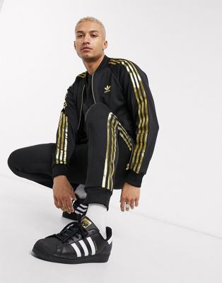 adidas originals jacket black gold
