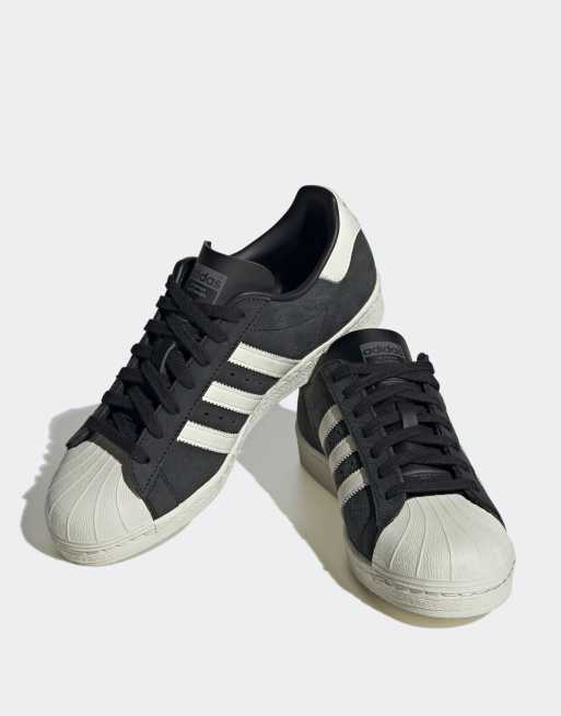 Adidas originals black and gold superstar 80s trainers best sale