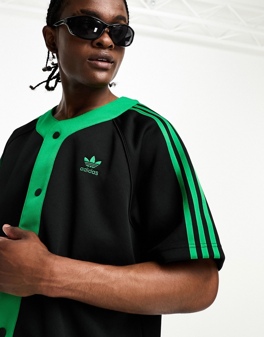 adidas Originals Superstar baseball shirt in black and green