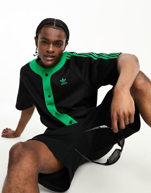 adidas Originals Superstar baseball shirt in black and green