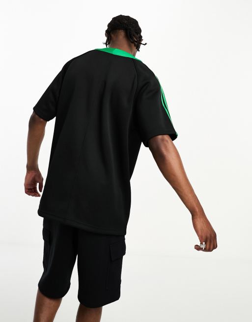 adidas Originals Superstar baseball shirt in black and green ASOS