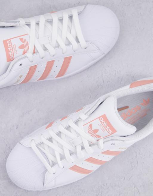 Superstar blanche shop bande rose