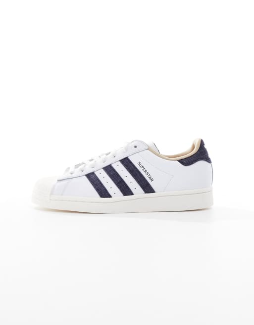 Adidas superstar blanche 2024 et bleu marine