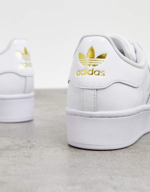 adidas Originals Superstar Bold platform sneakers in triple white | ASOS