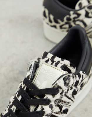 adidas originals superstar trainers with leopard print trim