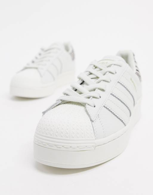 adidas Originals Superstar Bold platform trainers in white and