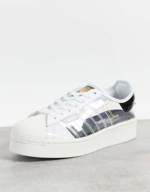 adidas Originals Superstar bold sneakers with transparent panels in white |  ASOS