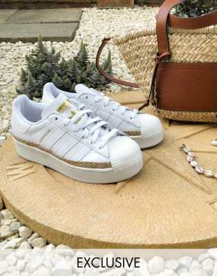 adidas Originals Superstar Bold trainers in white with rope detail exclusive to ASOS