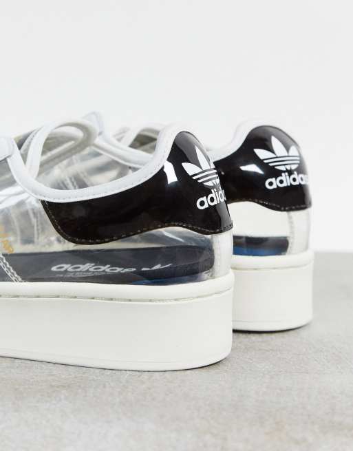 adidas Originals Superstar bold trainers with transparent panels in white