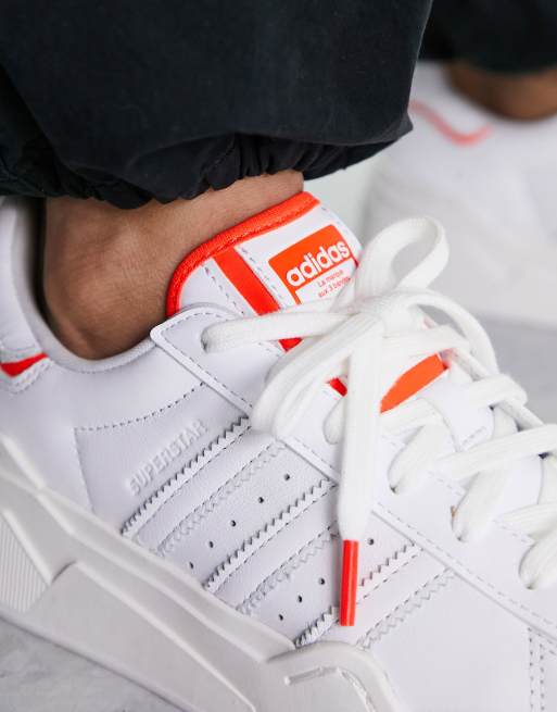 Baskets Femme - ADIDAS ORIGINALS - Superstar Blanc/Rouge - Cuir